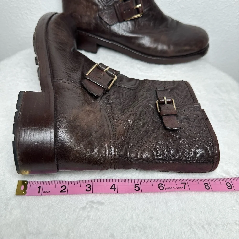 Tory Burch Chrystie Biker Boots Moto Bikercore Quilted Leather
